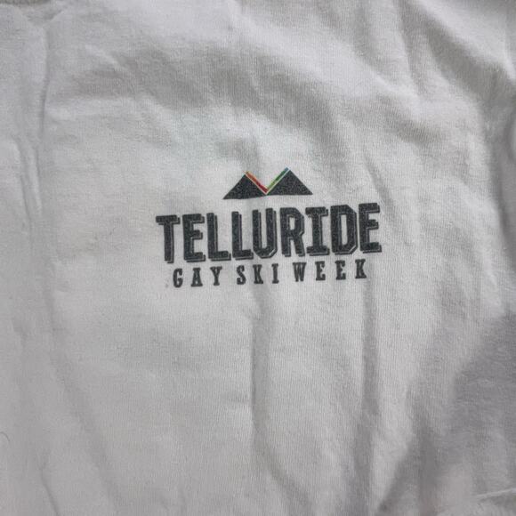 Gildan Shirt Mens Medium Long Sleeve Telluride Gay Ski Week Out is In LGBTQ - Picture 3 of 6